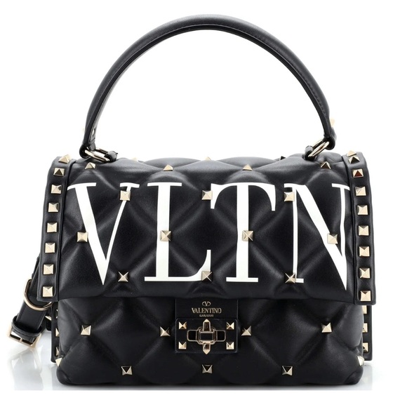 Valentino Garavani VLTN Candystud BLACK Bag Printed Leather Medium ROCKSTUD - Picture 8 of 8